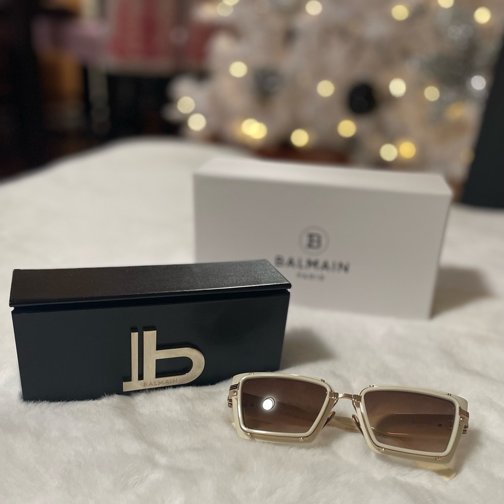 Balmain Paris Ivory and Cocoa Sunglasses